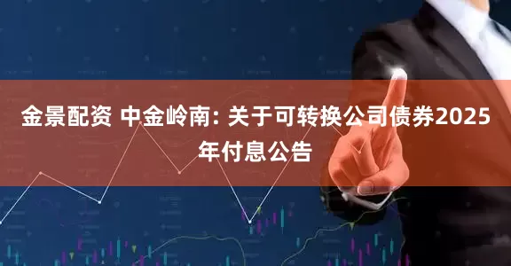 金景配资 中金岭南: 关于可转换公司债券2025年付息公告