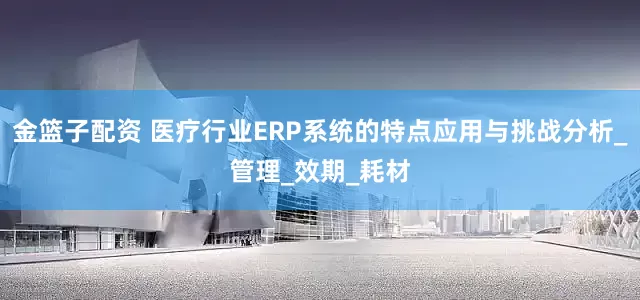 金篮子配资 医疗行业ERP系统的特点应用与挑战分析_管理_效期_耗材